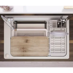 GoodHome Romesco Inox Stainless Steel 1 Bowl Sink & Drainer 511mm X 770mm -Prime Kitchen goodhome romesco inox stainless steel 1 bowl sink drainer 511mm x 770mm3663602791942 03bq 1