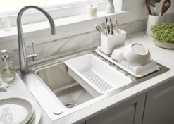 GoodHome Romesco Inox Stainless Steel 1 Bowl Sink & Drainer 511mm X 770mm -Prime Kitchen goodhome romesco inox stainless steel 1 bowl sink drainer 511mm x 770mm3663602791942 21i 1