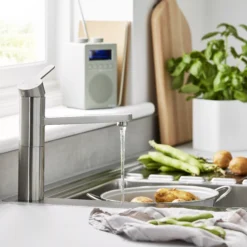 GoodHome Romesco Inox Stainless Steel 1 Bowl Sink & Drainer 511mm X 770mm -Prime Kitchen goodhome romesco inox stainless steel 1 bowl sink drainer 511mm x 770mm3663602791942 31i 1