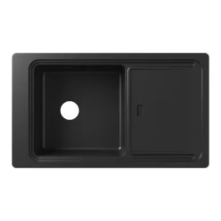 GoodHome Romesco Linea Black Granite 1 Bowl Sink & Drainer (W)515mm X (L)880mm -Prime Kitchen goodhome romesco linea black granite 1 bowl sink drainer w 515mm x l 880mm5059340458533 04c