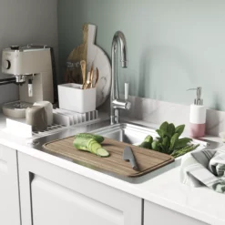 GoodHome Romesco Stainless Steel Rectangular 1 Bowl Sink (W)511mm -Prime Kitchen goodhome romesco stainless steel rectangular 1 bowl sink w 511mm3663602791935 01i