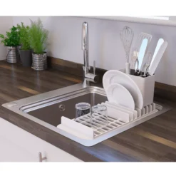 GoodHome Romesco Stainless Steel Rectangular 1 Bowl Sink (W)511mm -Prime Kitchen goodhome romesco stainless steel rectangular 1 bowl sink w 511mm3663602791935 06bq