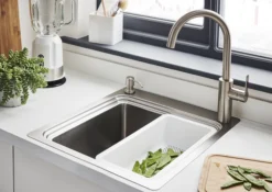 GoodHome Romesco Stainless Steel Rectangular 1 Bowl Sink (W)511mm -Prime Kitchen goodhome romesco stainless steel rectangular 1 bowl sink w 511mm3663602791935 20i