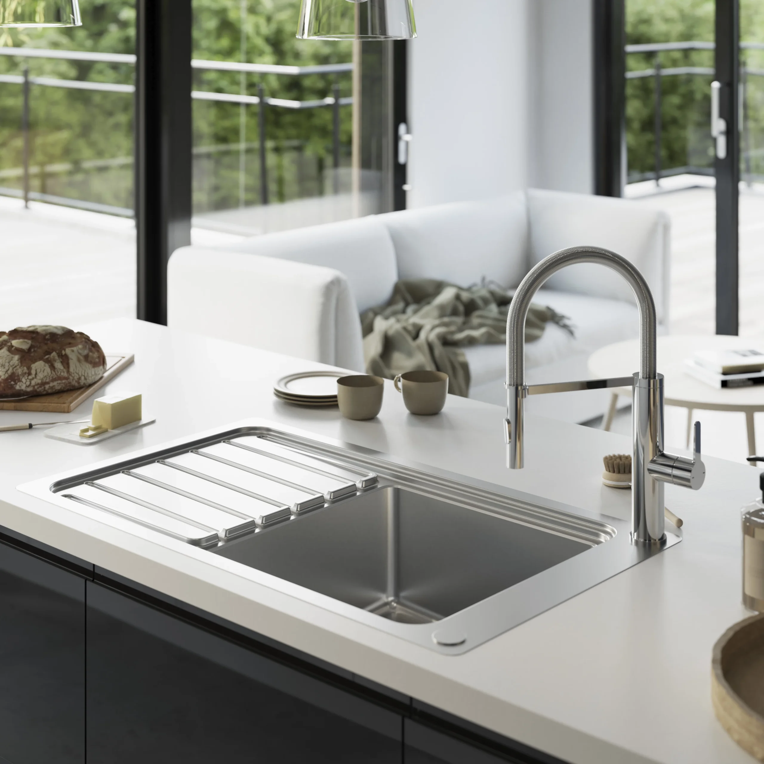 GoodHome Saffron Chrome-plated Kitchen Spring Neck Tap 9 GoodHome Saffron Chrome-plated Kitchen Spring Neck Tap - Image 7