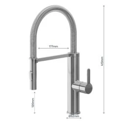 GoodHome Saffron Stainless Steel Effect Kitchen Spring Neck Tap -Prime Kitchen goodhome saffron stainless steel effect kitchen spring neck tap5059340452883 02t