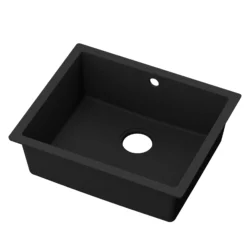 GoodHome Sorrel Black Composite Quartz 1 Bowl Kitchen Sink (W)550mm X (L)460mm -Prime Kitchen goodhome sorrel black composite quartz 1 bowl kitchen sink w 550mm x l 460mm5059340458410 01c