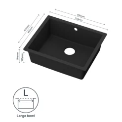 GoodHome Sorrel Black Composite Quartz 1 Bowl Kitchen Sink (W)550mm X (L)460mm -Prime Kitchen goodhome sorrel black composite quartz 1 bowl kitchen sink w 550mm x l 460mm5059340458410 71c EN