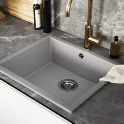 GoodHome Sorrel Grey Composite Quartz 1 Bowl Kitchen Sink (W)550mm X (L)460mm 18 GoodHome Sorrel Grey Composite Quartz 1 Bowl Kitchen Sink (W)550mm X (L)460mm -Prime Kitchen goodhome sorrel grey composite quartz 1 bowl kitchen sink w 550mm x l 460mm5059340458434 03i