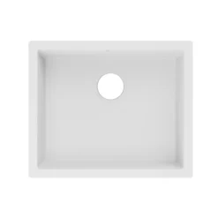 GoodHome Sorrel White Composite Quartz 1 Bowl Kitchen Sink (W)550mm X (L)460mm