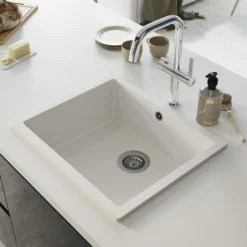 GoodHome Sorrel White Composite Quartz 1 Bowl Kitchen Sink (W)550mm X (L)460mm 18 GoodHome Sorrel White Composite Quartz 1 Bowl Kitchen Sink (W)550mm X (L)460mm -Prime Kitchen goodhome sorrel white composite quartz 1 bowl kitchen sink w 550mm x l 460mm5059340458427 03i