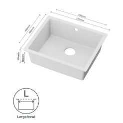 GoodHome Sorrel White Composite Quartz 1 Bowl Kitchen Sink (W)550mm X (L)460mm 20 GoodHome Sorrel White Composite Quartz 1 Bowl Kitchen Sink (W)550mm X (L)460mm -Prime Kitchen goodhome sorrel white composite quartz 1 bowl kitchen sink w 550mm x l 460mm5059340458427 71c EN
