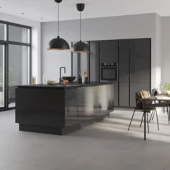 GoodHome Stevia & Garcinia Gloss Anthracite Slab Standard End Panel (H)2400mm (W)610mm -Prime Kitchen goodhome stevia garcinia gloss anthracite slab standard end panel h 2400mm w 610mm5059340249773 23i