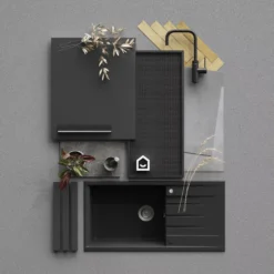 GoodHome Stevia & Garcinia Gloss Anthracite Slab Standard End Panel (H)900mm (W)610mm -Prime Kitchen goodhome stevia garcinia gloss anthracite slab standard end panel h 900mm w 610mm3663602651925 20i