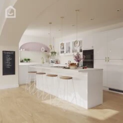 GoodHome Stevia & Garcinia Gloss White Slab Standard Base Clad On End Panel (H)900mm (W)610mm -Prime Kitchen goodhome stevia garcinia gloss white slab standard base clad on end panel h 900mm w 610mm3663602647225 KFG