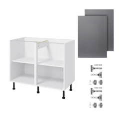 GoodHome Stevia Gloss Anthracite Slab Base Kitchen Cabinet (W)1000mm (H)720mm -Prime Kitchen goodhome stevia gloss anthracite slab base kitchen cabinet w 1000mm h 720mm5059340702520 07c bq