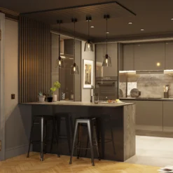 GoodHome Stevia Gloss Anthracite Slab Drawer Front, Bridging Door & Bi Fold Door, (W)1000mm (H)356mm (T)18mm -Prime Kitchen goodhome stevia gloss anthracite slab drawer front bridging door bi fold door w 1000mm h 356mm t 18mm5059340483306 10i