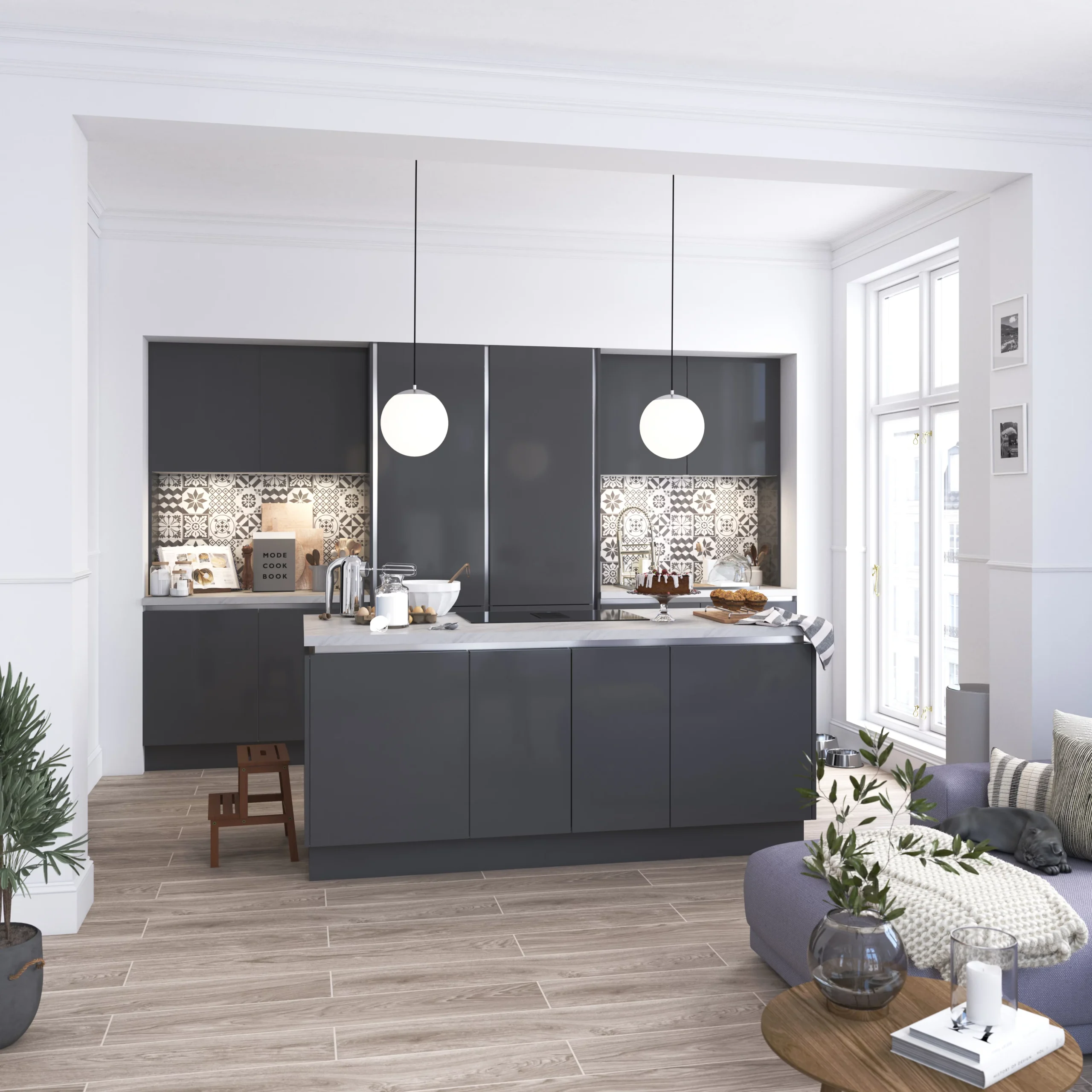 GoodHome Stevia Gloss Anthracite Slab Standard Appliance Filler Panel (H)58mm (W)597mm 8 GoodHome Stevia Gloss Anthracite Slab Standard Appliance Filler Panel (H)58mm (W)597mm - Image 6