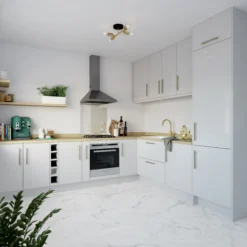 GoodHome Stevia Gloss Grey Slab Tall Wall Cabinet Door (W)600mm (H)895mm (T)18mm -Prime Kitchen goodhome stevia gloss grey slab tall wall cabinet door w 600mm h 895mm t 18mm5059340249636 20i