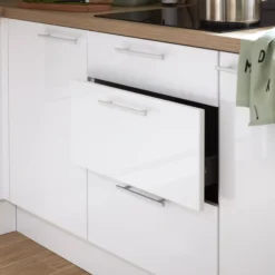 GoodHome Stevia Gloss White Slab Cabinet, Drawer & Door Set, (L)60cm -Prime Kitchen goodhome stevia gloss white slab cabinet drawer door set l 60cm3663602351764 01i bq