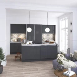 GoodHome Stevia Innovo Handleless Gloss Anthracite Slab Standard Corner Post, (W)48mm (H)340mm -Prime Kitchen goodhome stevia innovo handleless gloss anthracite slab standard corner post w 48mm h 340mm3663602648840 20i