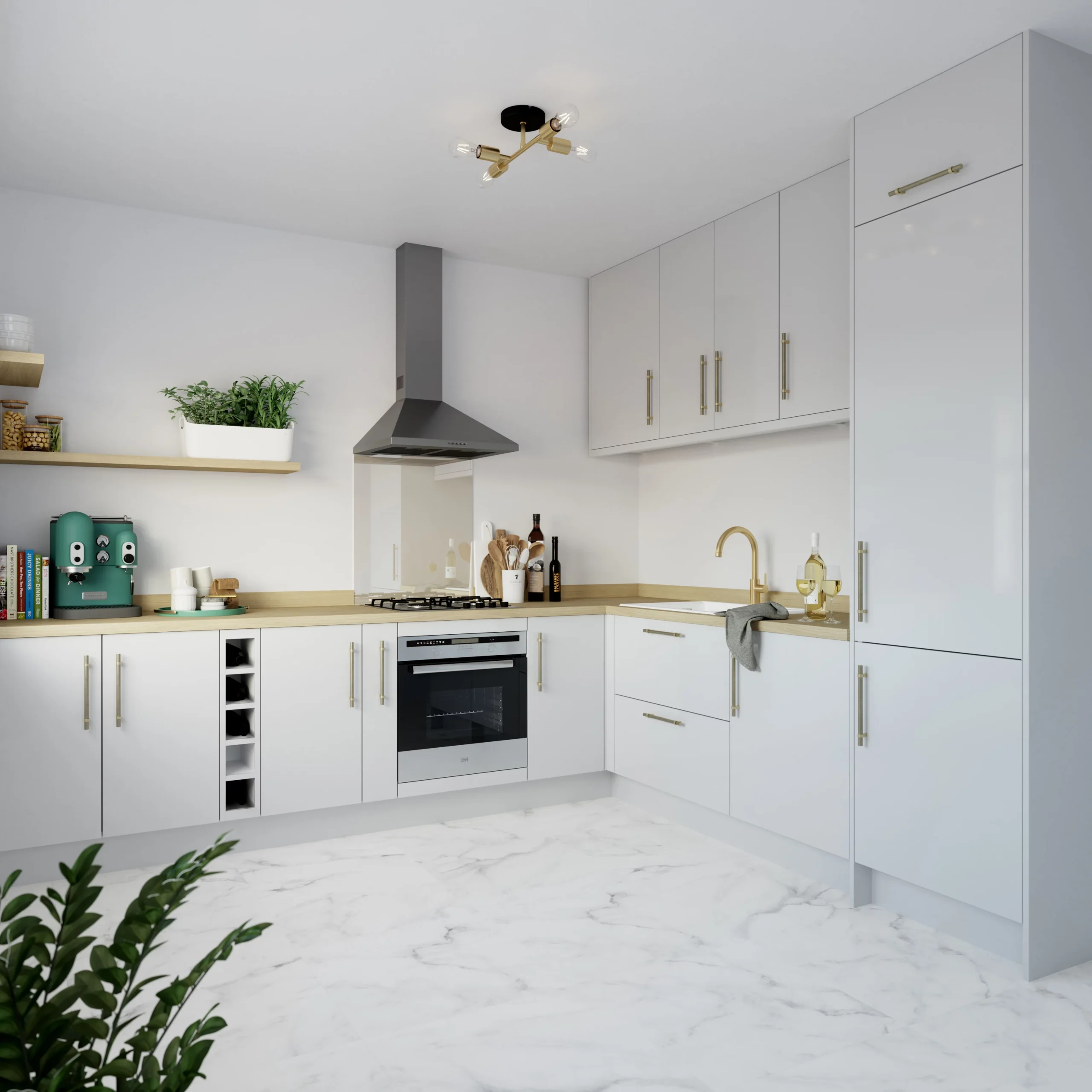 GoodHome Stevia Innovo Handleless Gloss Light Grey Slab Standard Corner Post, (W)48mm (H)715mm 5 GoodHome Stevia Innovo Handleless Gloss Light Grey Slab Standard Corner Post, (W)48mm (H)715mm - Image 3