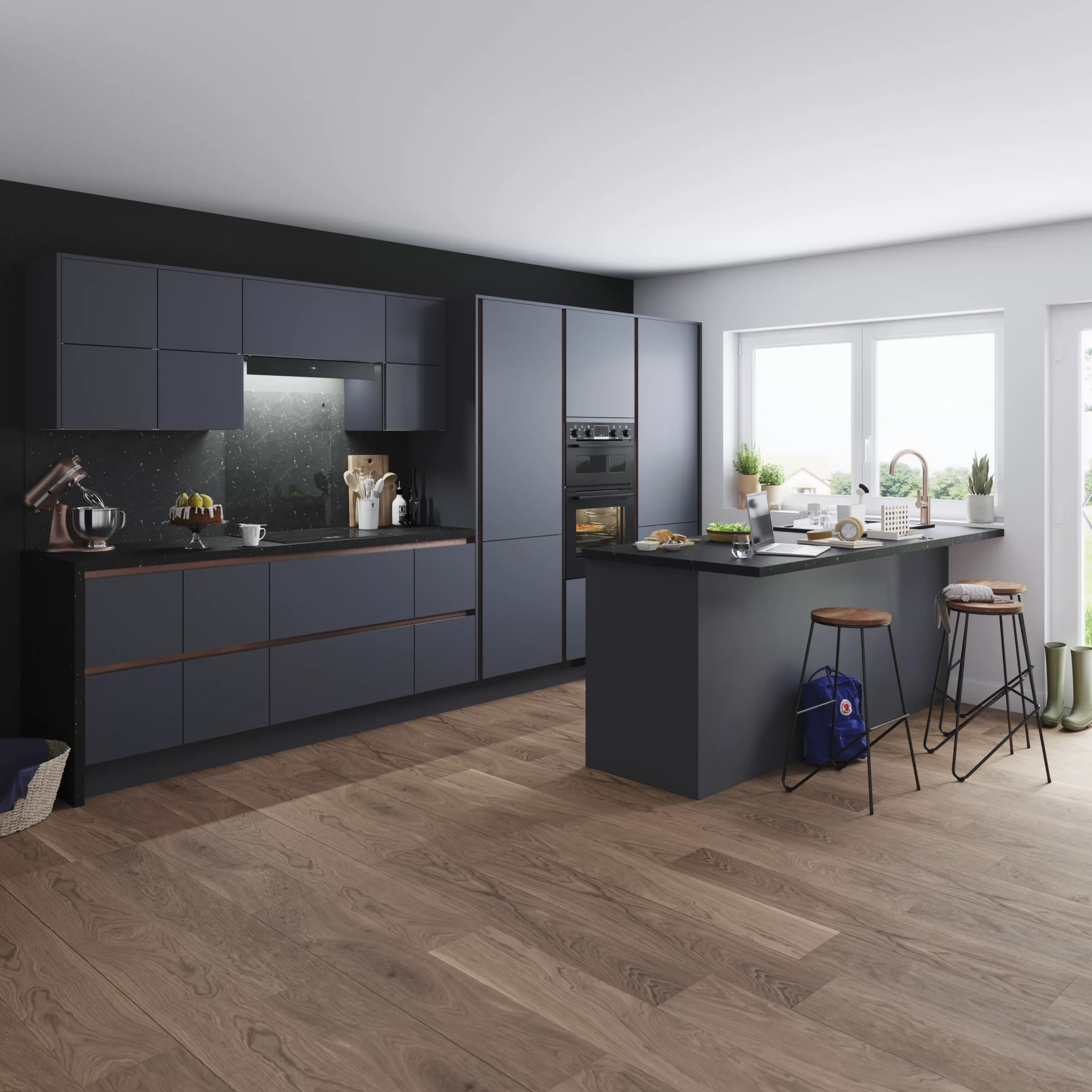 GoodHome Stevia Matt Blue Slab Appliance Cabinet Door (W)600mm (H)687mm (T)18mm 5 GoodHome Stevia Matt Blue Slab Appliance Cabinet Door (W)600mm (H)687mm (T)18mm - Image 3