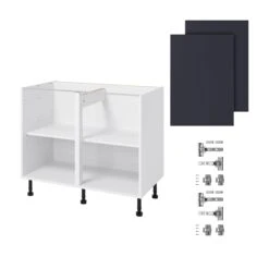 GoodHome Stevia Matt Blue Slab Base Kitchen Cabinet (W)1000mm (H)720mm -Prime Kitchen goodhome stevia matt blue slab base kitchen cabinet w 1000mm h 720mm5059340702636 07c bq