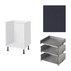 GoodHome Stevia Matt Blue Slab Base Kitchen Cabinet (W)600mm (H)720mm -Prime Kitchen goodhome stevia matt blue slab base kitchen cabinet w 600mm h 720mm5059340702629 07c bq