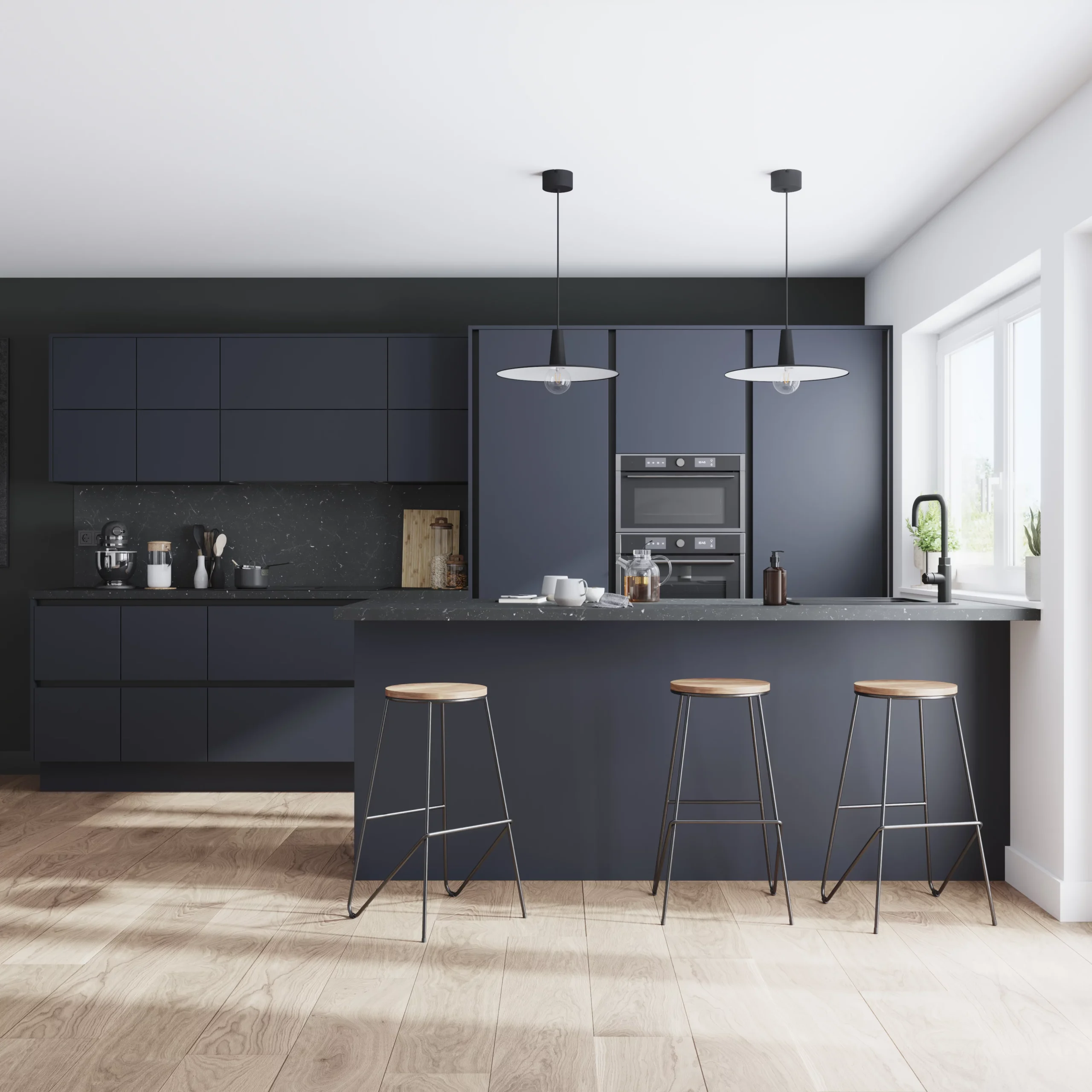 GoodHome Stevia Matt Blue Slab Base Kitchen Cabinet (W)800mm (H)720mm 7 GoodHome Stevia Matt Blue Slab Base Kitchen Cabinet (W)800mm (H)720mm - Image 5
