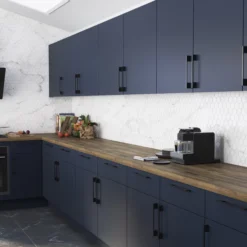 GoodHome Stevia Matt Blue Slab Drawer Front, (W)600mm (H)715mm (T)18mm -Prime Kitchen goodhome stevia matt blue slab drawer front w 600mm h 715mm t 18mm5059340248790 01i