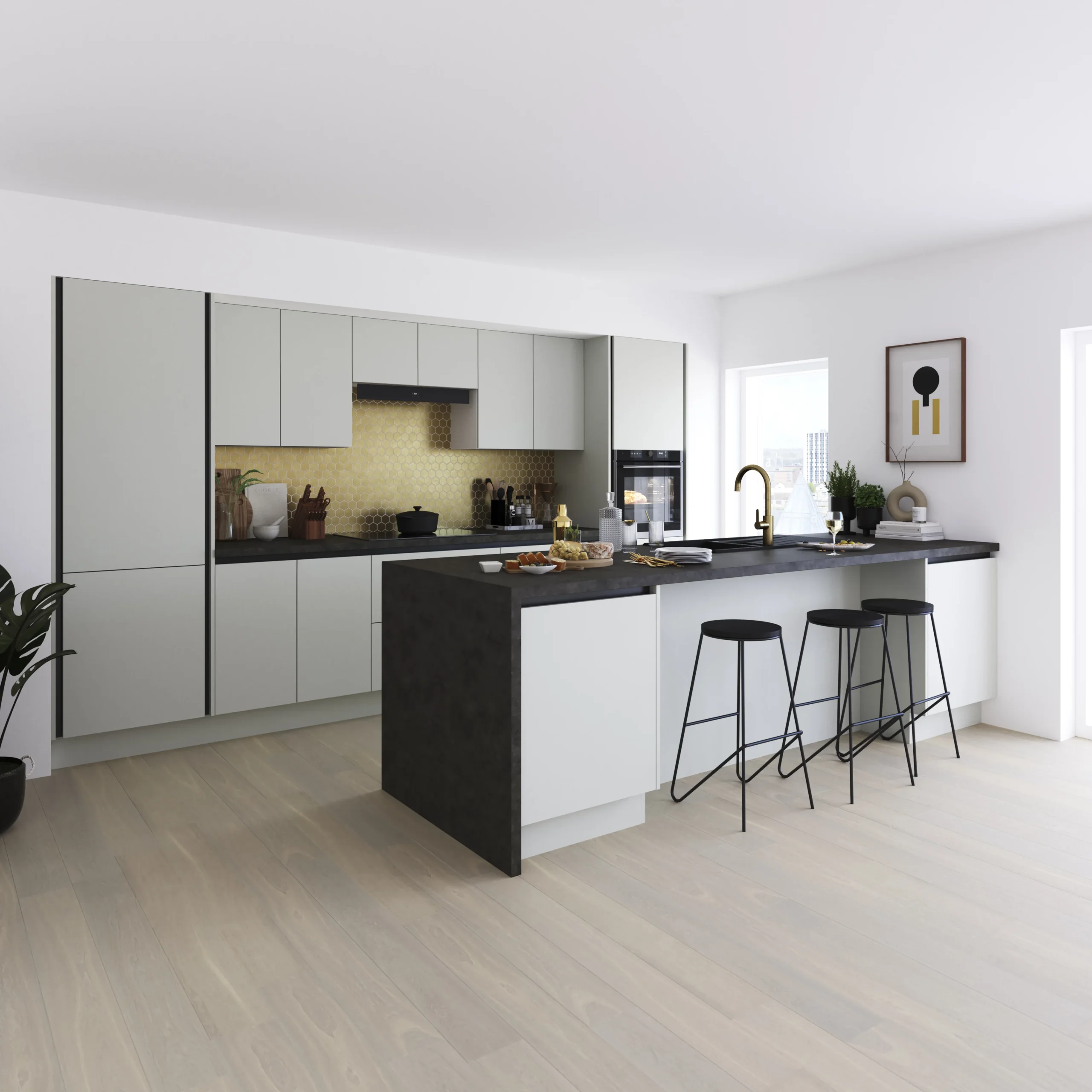 GoodHome Stevia Matt Pewter Grey Slab Standard End Panel (H)2010mm (W)570mm, Pair 7 GoodHome Stevia Matt Pewter Grey Slab Standard End Panel (H)2010mm (W)570mm, Pair - Image 5