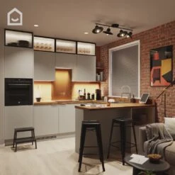 GoodHome Stevia Matt Pewter Grey Slab Tall End Panel (H)2400mm (W)610mm -Prime Kitchen goodhome stevia matt pewter grey slab tall end panel h 2400mm w 610mm5059340088631 KFG