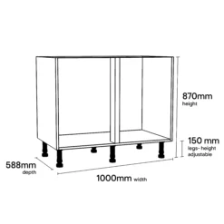 GoodHome Stevia White Base Cabinet, (W)1000mm -Prime Kitchen goodhome stevia white base cabinet w 1000mm3663602351771 01t bq