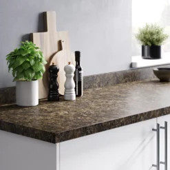 GoodHome Umbria Brown Stone Effect Laminate Upstand (L)3000mm -Prime Kitchen goodhome umbria brown stone effect laminate upstand l 3000mm3663602635390 21i