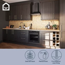 GoodHome Verbena Matt Charcoal Shaker Standard Appliance Filler Panel (H)115mm (W)597mm -Prime Kitchen goodhome verbena matt charcoal shaker standard appliance filler panel h 115mm w 597mm5059340799087 71i