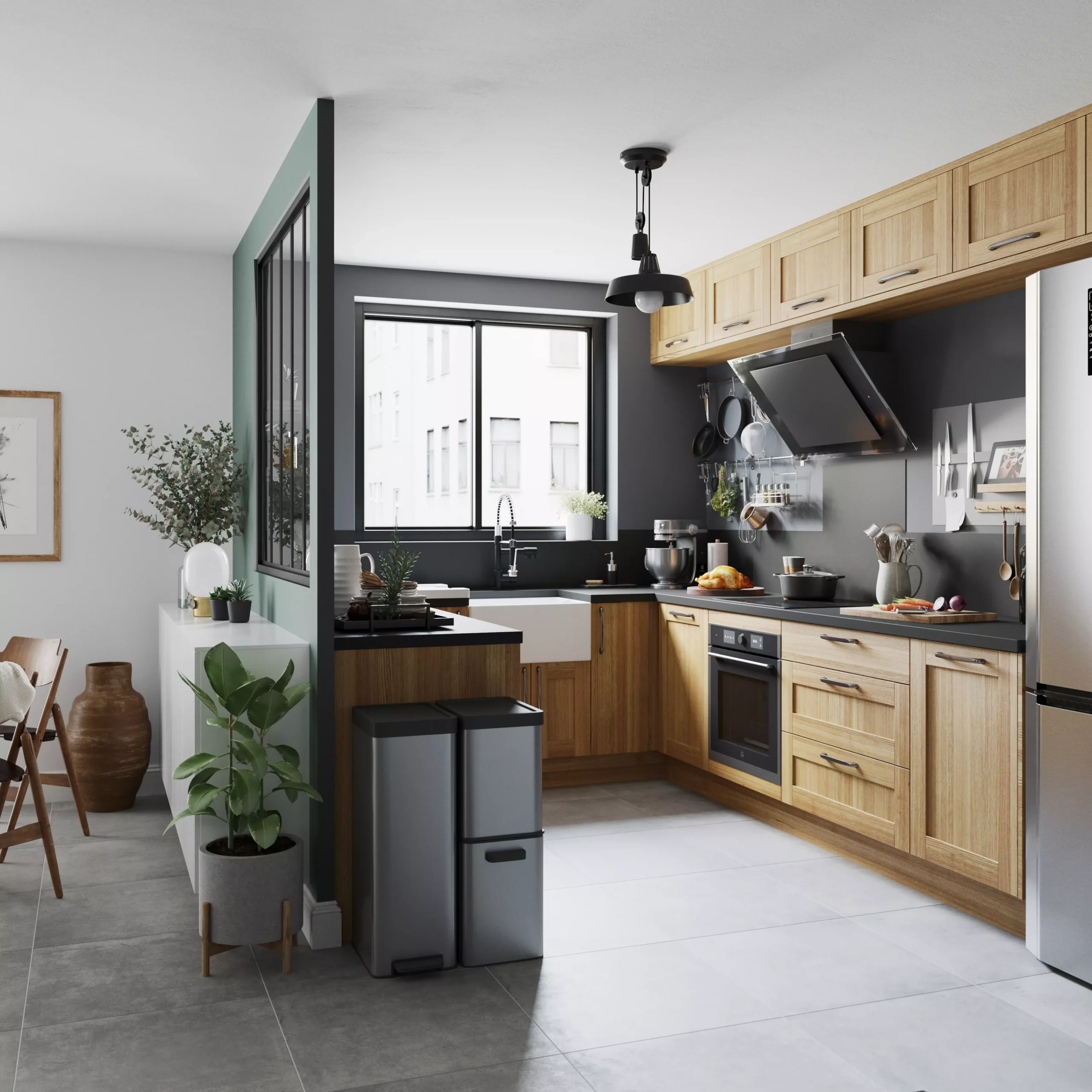 GoodHome Verbena Natural Oak Shaker Glazed Cabinet Door (W)300mm (H)715mm (T)20mm 10 GoodHome Verbena Natural Oak Shaker Glazed Cabinet Door (W)300mm (H)715mm (T)20mm - Image 8