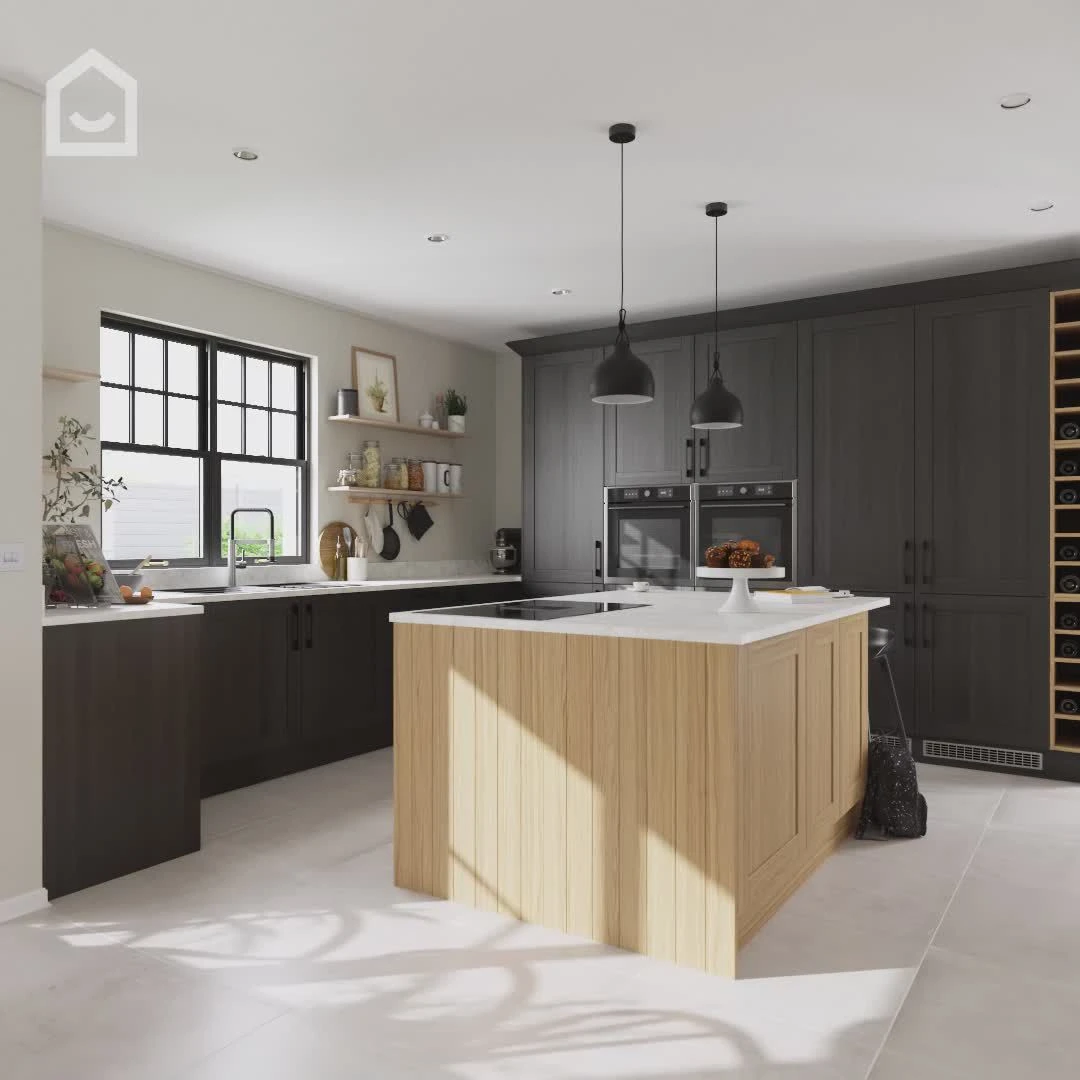 GoodHome Verbena Natural Oak Shaker Glazed Cabinet Door (W)300mm (H)715mm (T)20mm 4 GoodHome Verbena Natural Oak Shaker Glazed Cabinet Door (W)300mm (H)715mm (T)20mm - Image 2