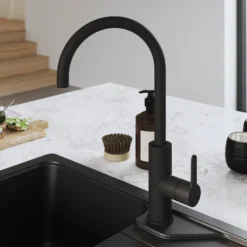 GoodHome Zanthe Black Graphite Effect Kitchen Side Lever Tap -Prime Kitchen goodhome zanthe black graphite effect kitchen side lever tap5059340452777 01i