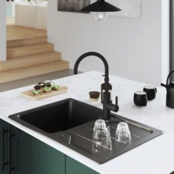 GoodHome Zanthe Black Graphite Effect Kitchen Side Lever Tap -Prime Kitchen goodhome zanthe black graphite effect kitchen side lever tap5059340452777 02i