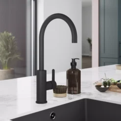 GoodHome Zanthe Black Graphite Effect Kitchen Side Lever Tap -Prime Kitchen goodhome zanthe black graphite effect kitchen side lever tap5059340452777 03i