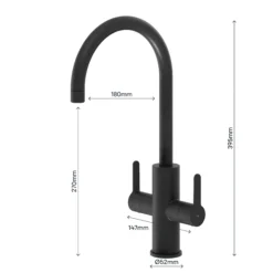 GoodHome Zanthe Black Graphite Effect Kitchen Twin Lever Tap -Prime Kitchen goodhome zanthe black graphite effect kitchen twin lever tap5059340452838 02t