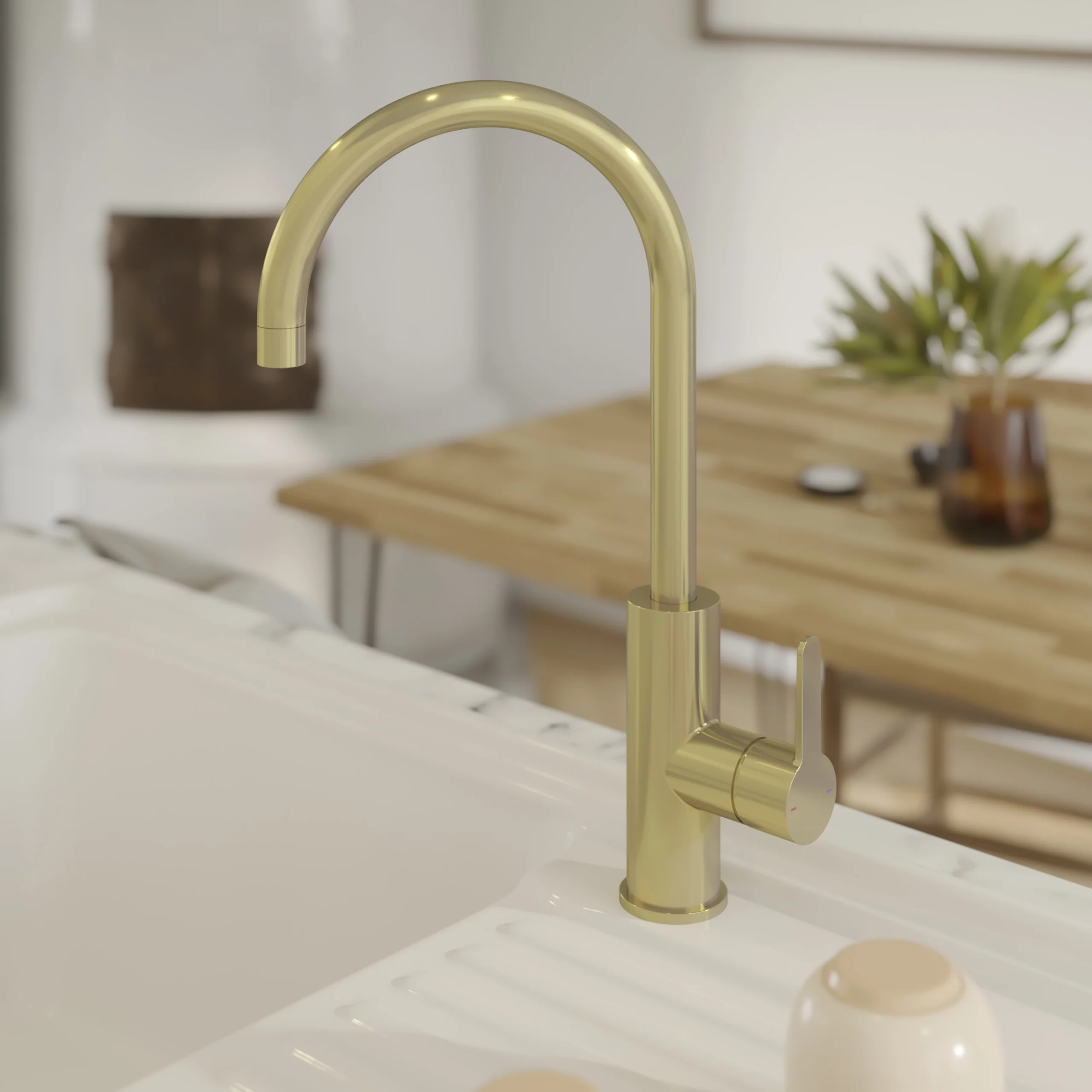GoodHome Zanthe Brass Effect Kitchen Side Lever Tap 8 GoodHome Zanthe Brass Effect Kitchen Side Lever Tap - Image 6