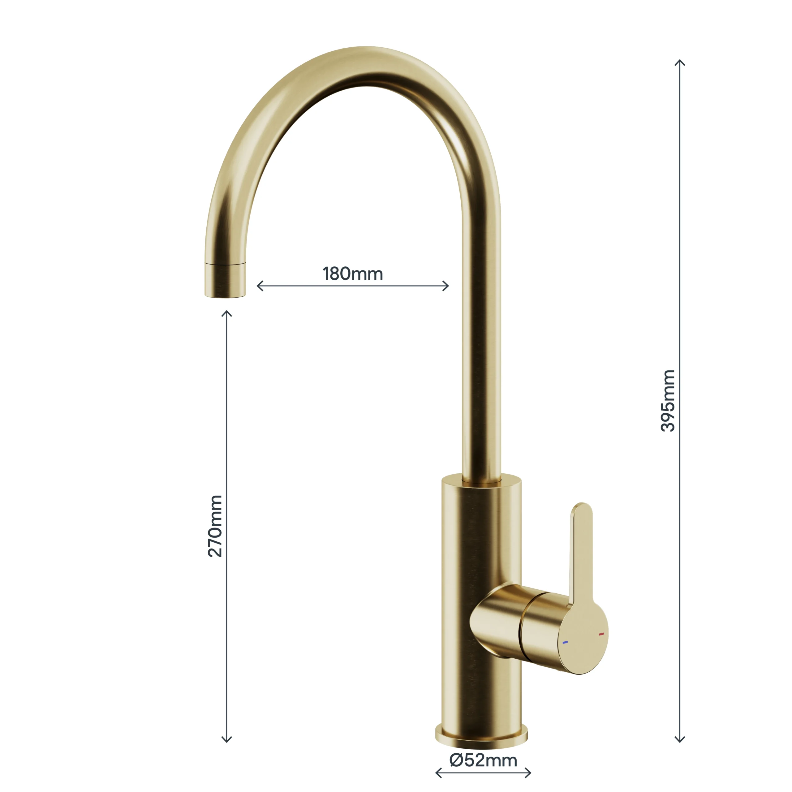 GoodHome Zanthe Brass Effect Kitchen Side Lever Tap 10 GoodHome Zanthe Brass Effect Kitchen Side Lever Tap - Image 8