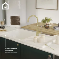 GoodHome Zanthe Brass Effect Kitchen Side Lever Tap 27 GoodHome Zanthe Brass Effect Kitchen Side Lever Tap -Prime Kitchen goodhome zanthe brass effect kitchen side lever tap5059340452760 45c EN