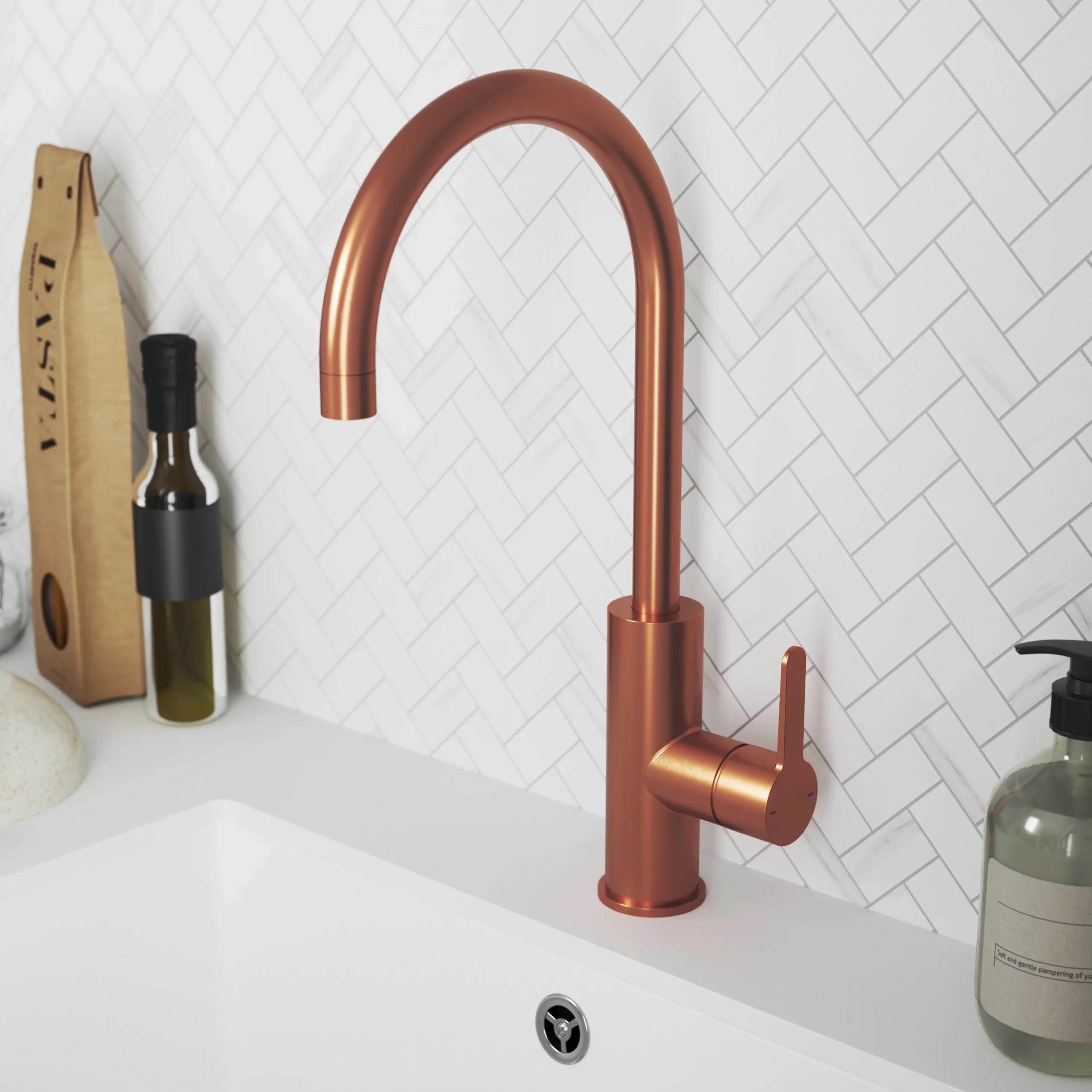 GoodHome Zanthe Copper Effect Kitchen Side Lever Tap 12 GoodHome Zanthe Copper Effect Kitchen Side Lever Tap - Image 10