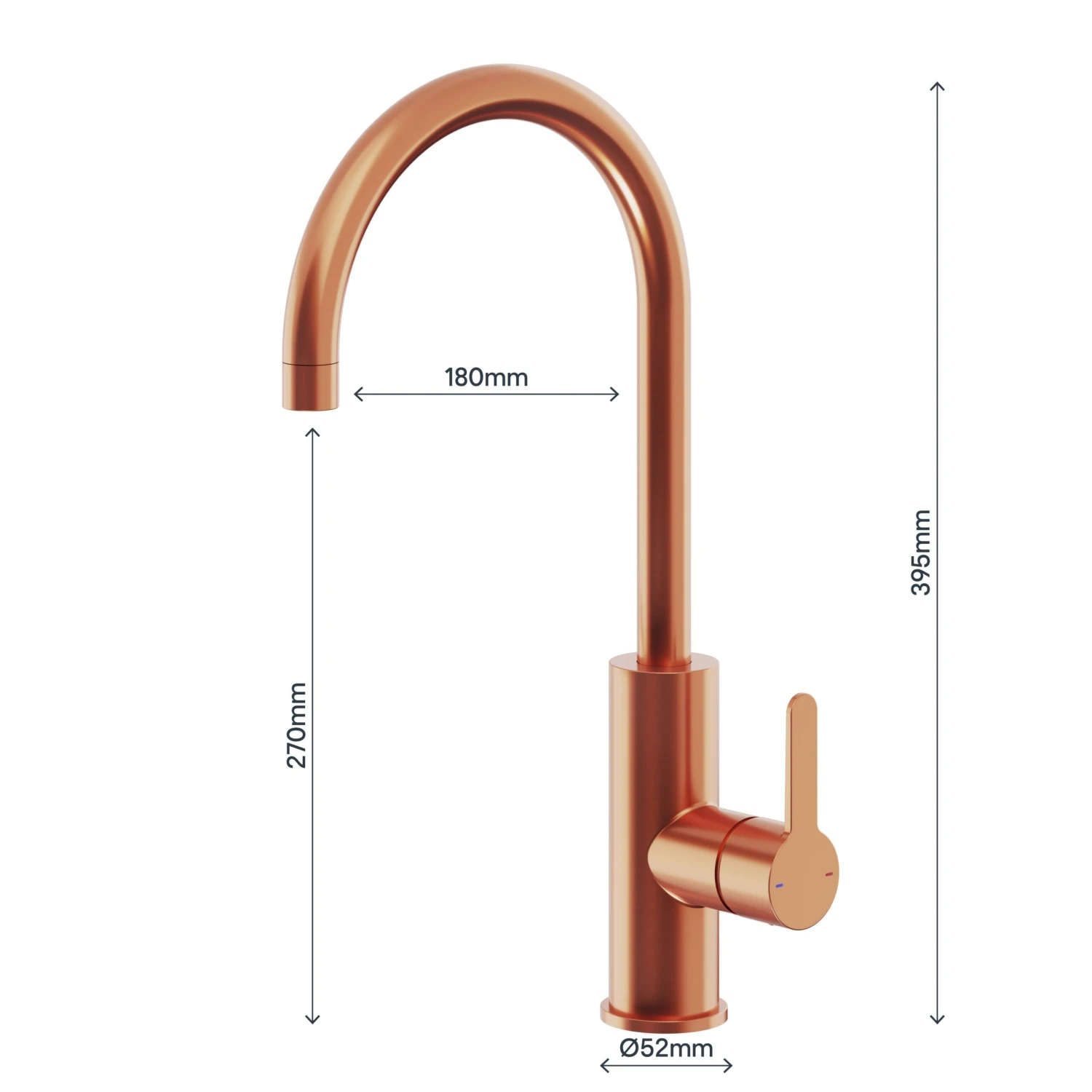 GoodHome Zanthe Copper Effect Kitchen Side Lever Tap 6 GoodHome Zanthe Copper Effect Kitchen Side Lever Tap - Image 4