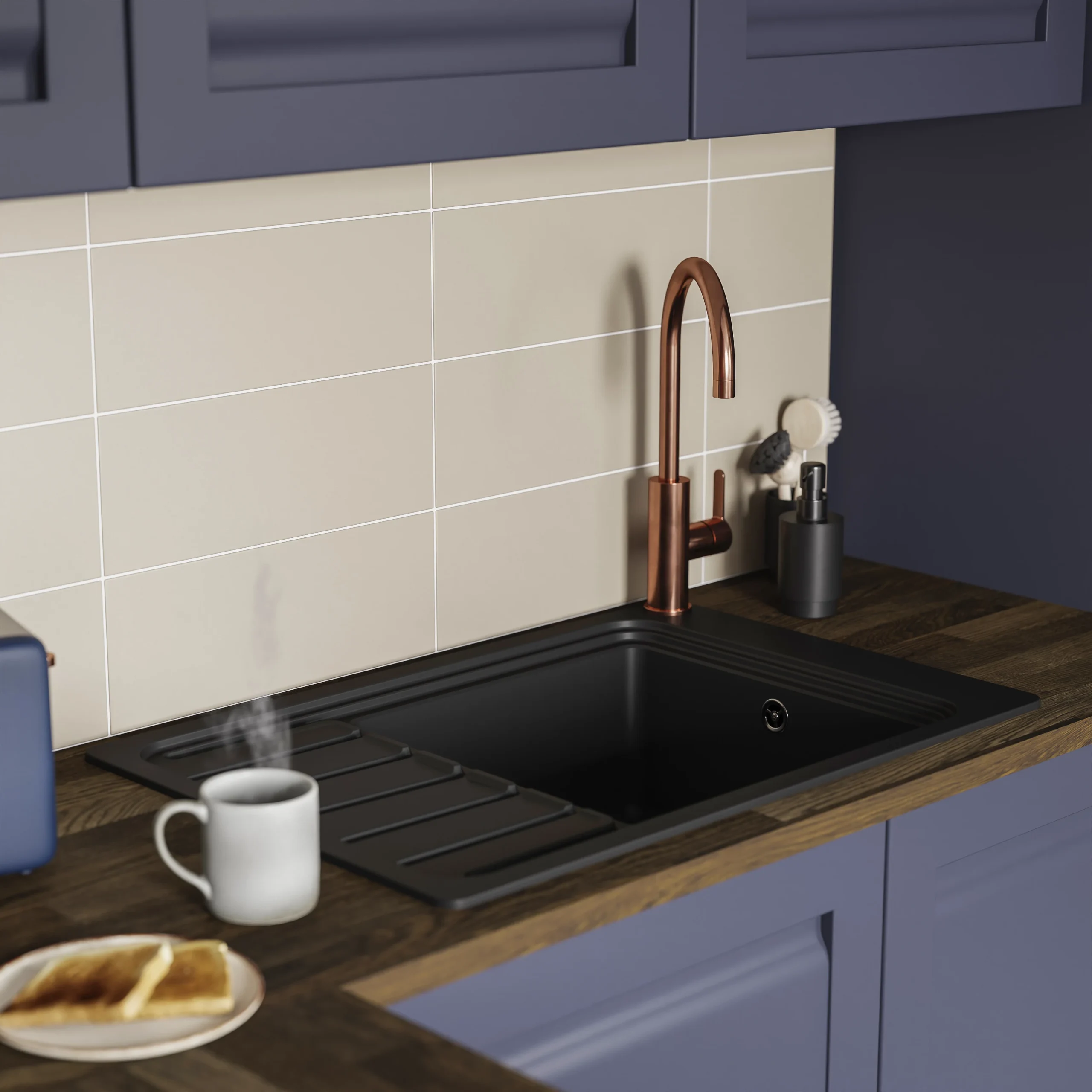 GoodHome Zanthe Copper Effect Kitchen Side Lever Tap 15 GoodHome Zanthe Copper Effect Kitchen Side Lever Tap - Image 13