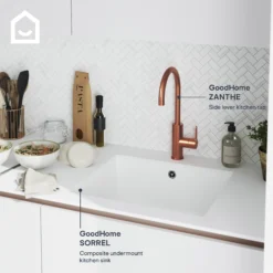 GoodHome Zanthe Copper Effect Kitchen Side Lever Tap 26 GoodHome Zanthe Copper Effect Kitchen Side Lever Tap -Prime Kitchen goodhome zanthe copper effect kitchen side lever tap5059340452784 45i EN
