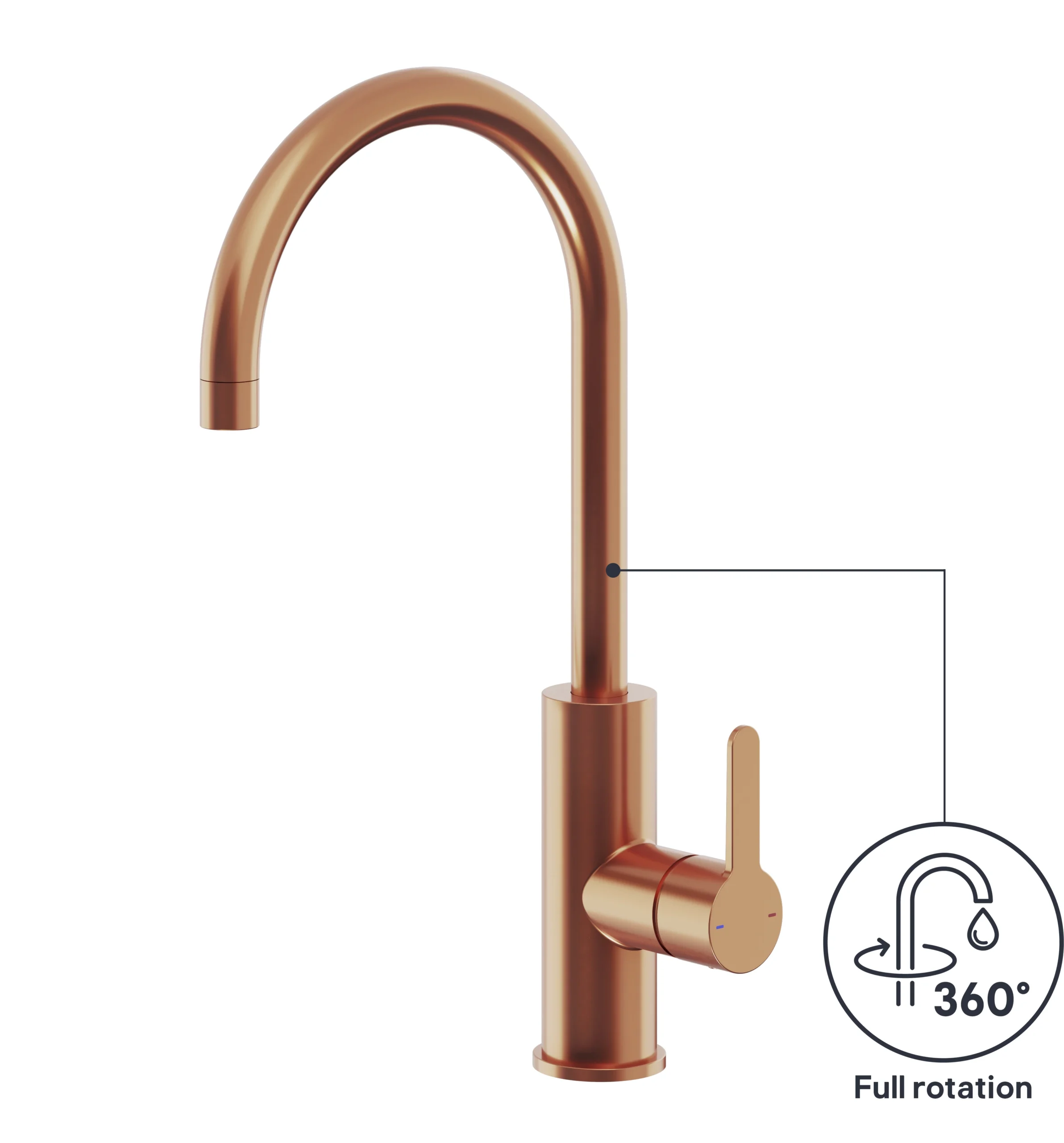 GoodHome Zanthe Copper Effect Kitchen Side Lever Tap 7 GoodHome Zanthe Copper Effect Kitchen Side Lever Tap - Image 5