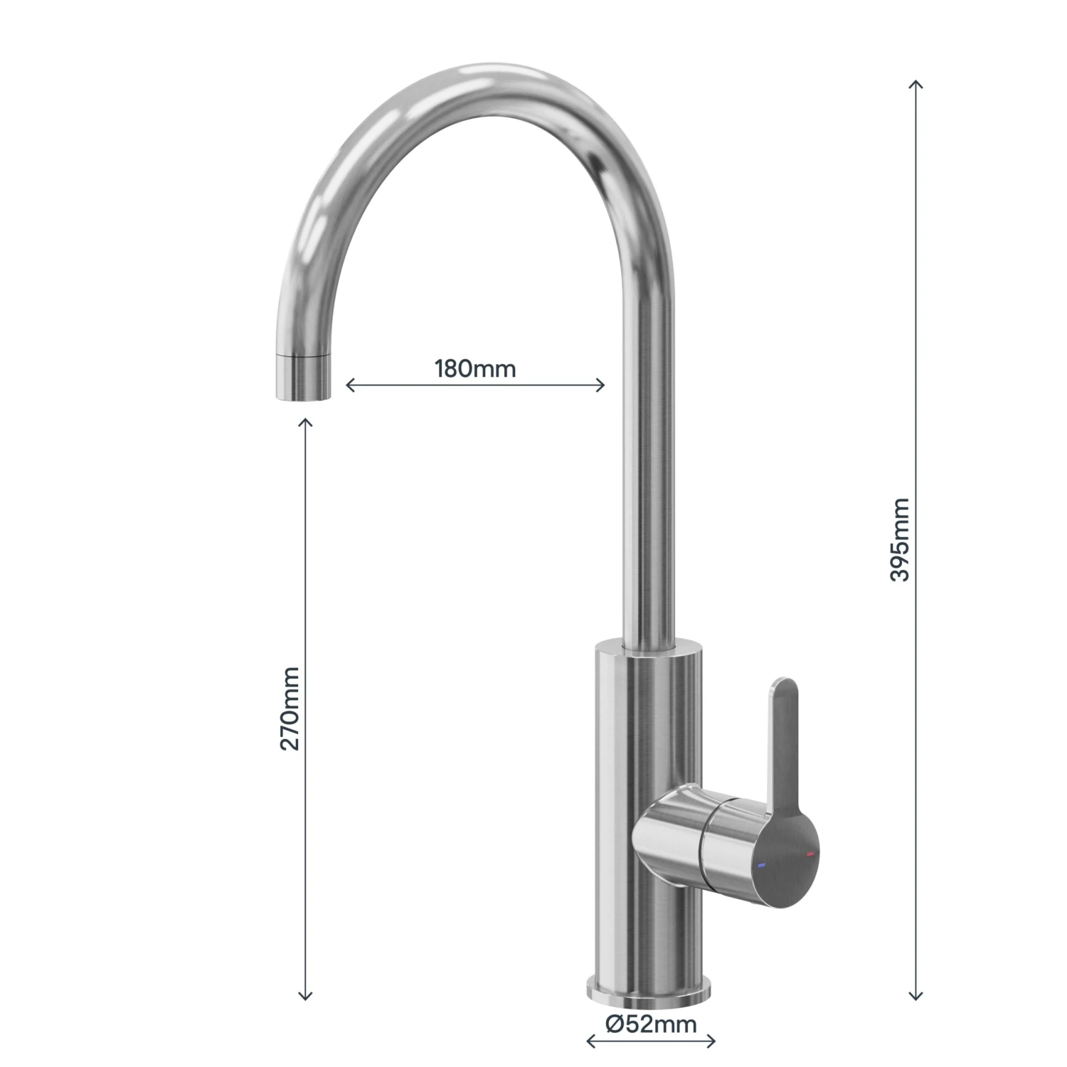 GoodHome Zanthe Stainless Steel Effect Kitchen Side Lever Tap 8 GoodHome Zanthe Stainless Steel Effect Kitchen Side Lever Tap - Image 6